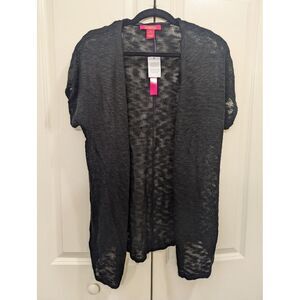 NWT Catherine Women's Size XS Short‎ Sleeve Black Sweater Open Front